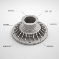 Rotor de pompe turbomoléculaire en aluminium usiné CNC 5 axes, impeller de pompe à vide personnalisé avec pales incurvées complexes