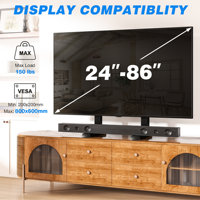 Soporte Universal Negro para TV de Sobremesa, Altura Ajustable, Acero, para TV LED/LCD de 24-86 Pulgadas, Resistente, 150 Libras, Gestión de Cables, 5 Años de Garantía