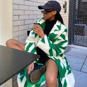 Sconto vendita autunno inverno cappotto lungo di lana per <span class=keywords><strong>donna</strong></span> giacca soprabito stampata - Product Image 1