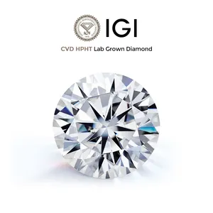 IGI GIA认证实验室钻石D E F彩色0.5ct 1ct 2ct 40ct松散钻石批发圆形切割CVD HPHT实验室生长钻石