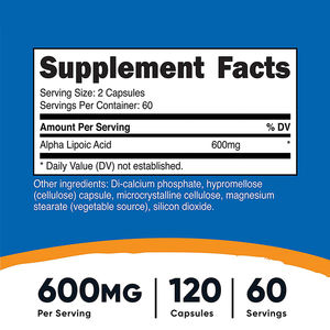 Servis başına alfa lipoik asit 600mg, 120 kapsül alfa lipoik asit ek vejetaryen kapsüller, soya ücretsiz ve gdo olmayan kapsüller - Product Image 6