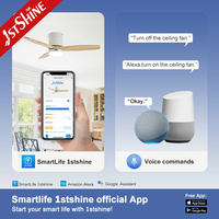 Ventilateur de plafond intelligent 1stshine avec lumière, style contemporain, contrôle intelligent par application mobile, flux d'air confortable, compatible TUYA Wifi