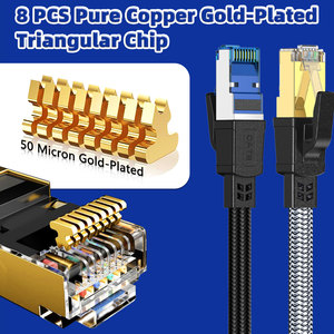 Câble Ethernet plat haute vitesse Cat8 D-Sunty 50 pieds 40 Gbit/s 2000 MHz blindé robuste SFTP RJ45 noir pour modem et cordon de raccordement LAN - Product Image 4