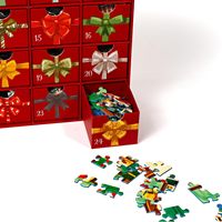 Boîte de calendrier de l'Avent personnalisée avec puzzle de Noël, 24 jours, traditions des fêtes, compte à rebours, emballage cadeau avec 24 tiroirs