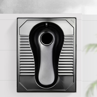 WC à la turque en acier inoxydable SUS304 avec chasse d'eau automatique à capteur, cuvette de toilette à poser au sol pour salles de bain publiques commerciales