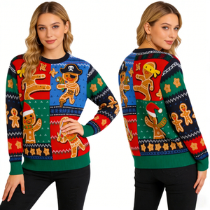<span class=keywords><strong>Pull</strong></span> de Noël amusant, motif Bonhomme en pain d'épices, Ninja, Pirate, Père Noël, vente en gros OEM, <span class=keywords><strong>pull</strong></span> tricoté pour hommes et femmes, idéal pour les fêtes de Noël - Product Image 6