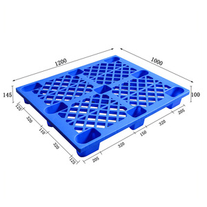 พาเลทพลาสติกตาข่าย 9 ขา ขนาด 1200x1000x145 มม. แบบเข้าได้ 4 ทาง สำหรับคลังสินค้า สีฟ้าเทา - Product Image 1