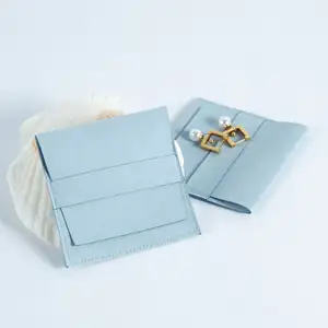 豪华天鹅绒折叠珠宝包装袋袋带定制标志麂皮柔软小珠宝袋带丝带