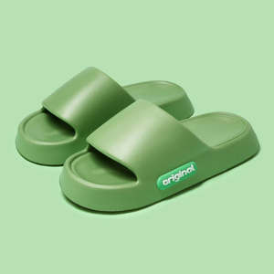 Sandalias de una Pieza con Suela Gruesa y Acolchada, Punta Abierta, con Letras Impresas en el Lateral, para Parejas, Uso Doméstico de Verano - Product Image 3