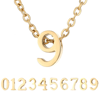 EMANCO Collier en acier inoxydable 316 plaqué or 14 carats avec chiffres arabes, breloques, pendentifs lettres diamantées, fabrication de bijoux DIY, vente en gros
