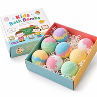 Coffret Cadeau de 8 Bombes de Bain Rondes Colorées pour Enfants, Emballage Thème Scolaire Dessin Animé, OEM, Marque Privée, Vente en Gros
