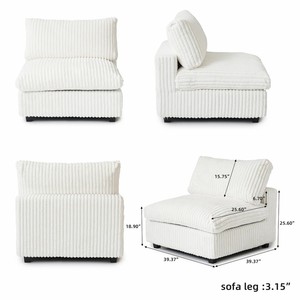 NOVA White Velvet Fabric Cloud Couch Living Room L Shaped Corner Sectional <b>Sofas</b> With Ottoman Modern Modular Home Furniture - Product Image 2