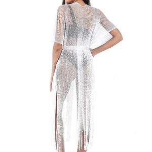 Cárdigan de verano de talla única, sobre la parte superior de encaje Bikini, ropa de protección solar Sexy para playa, traje de baño para mujeres europeas y americanas - Product Image 4