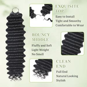 Ekstensi Rambut Crochet Feathering Tip Baru, Ekstensi Rambut Kepang Keriting, Rambut Virgin Boho Braids <span class=keywords><strong>Water</strong></span> Wave, <span class=keywords><strong>Vendor</strong></span> Rambut Asli - Product Image 3