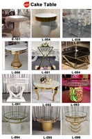 Table à café ronde moderne personnalisée, décoration de fête de mariage, design doré, table à gâteau en acier inoxydable avec roulettes