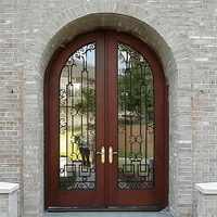 Porte d'entrée double en bois massif de style gothique pour églises, restaurants, hôtels, mosquées, églises et temples, sur mesure pour l'extérieur