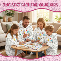 Sudadera con Capucha Personalizable para Colorear, Suave y Cálida, Tipo Manta, con Marcadores Lavables