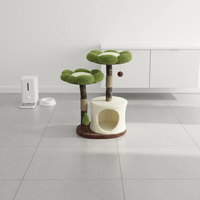 Arbre à chat classique tout-en-un en bois massif, écologique et peu encombrant, avec griffoir en sisal et lit pour chat en bois naturel, en carton