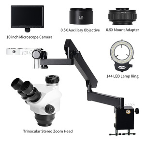 LHISM2 다기능 3.5X-50X 줌 현미경 관절 팔 삼안 의료 실습 현미경 (10 인치 모니터 포함) - Product Image 3