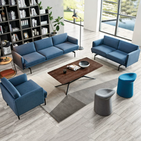 Meubles de bureau italiens de luxe modernes, design simple, ensemble de canapés en cuir PU avec pieds en métal, vente en gros