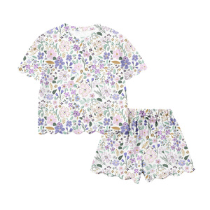 GSSO3269 CUSTOM Ensemble de vêtements pour petite fille active avec imprimé de fleurs colorées, vente en gros, ensemble à manches courtes pour enfant - Product Image 3
