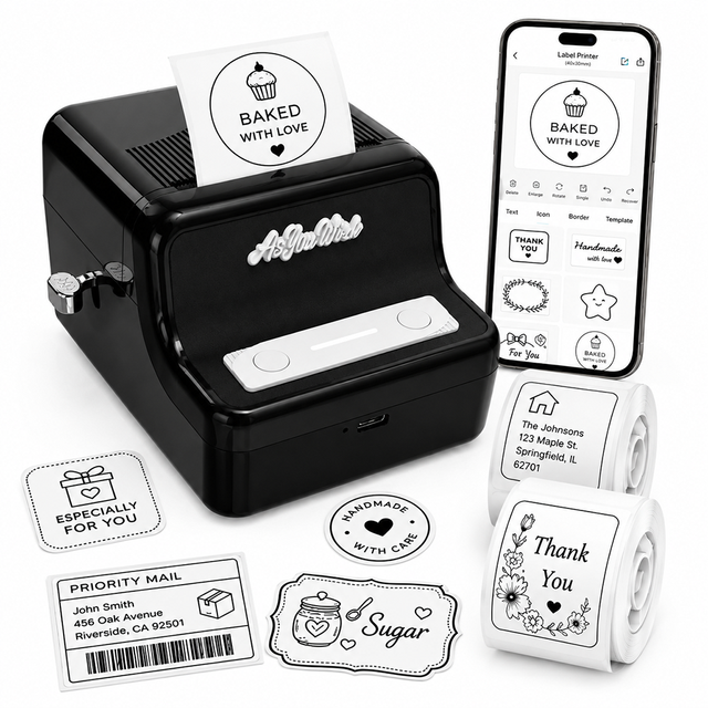 Portable Thermal Label Maker N21  Inkless for Kitchen Pantry Food Jar Storage Container Sticker Printing