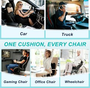 Cojín de Asiento Ergonómico de Espuma Viscoelástica y Soporte Lumbar para Alivio del Dolor de Espalda, Coxis y Ciática, para Oficina y Auto, Color Negro - Product Image 6