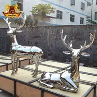 Spiegel Gepolijst Dier Herten Standbeelden Outdoor Decoratie Levensgrote Rvs Rendier Herten Sculptuur Te Koop