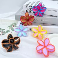 Ensemble de pinces à cheveux en plastique à fleurs de couleur contrastée - Accessoire de cheveux mignon et charmant pour les coiffures féminines et jeunes, style estival