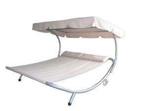 Double Sun Lounger Metal Patio Lounge Chair <strong>with</strong> <strong>Canopy</strong> for <strong>Outdoor</strong> Pool Hotel Villa Bedroom School Application - Product Image 5