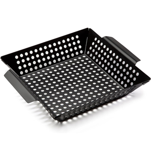 Perforated Design Folding Handles Square Carbon Steel Non-stick BBQ Grill <b>Pan</b> - Product Image 1