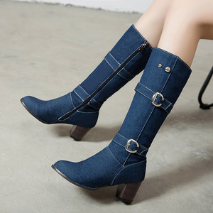 Bottes à talons hauts pour femmes en denim style <span class=keywords><strong>cowboy</strong></span>, collection automne/hiver 2025, grandes tailles - Product Image 2