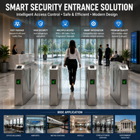 Torniquete de Alta Seguridad con Solapa Abatible, Barrera de Control de Acceso Peatonal Automática de Acero Inoxidable 304 para Edificios de Oficinas