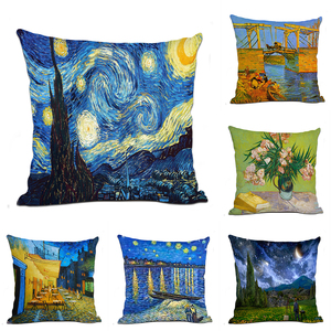Federa Decorativa in Poliestere 100% con Stampa '<span class=keywords><strong>Notte</strong></span> <span class=keywords><strong>Stellata</strong></span>' del Famoso Artista Impressionista <span class=keywords><strong>Vincent</strong></span> <span class=keywords><strong>Van</strong></span> <span class=keywords><strong>Gogh</strong></span>, per Casa e Hotel - Product Image 1