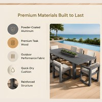 Ensemble de table et de chaises de salle à manger en aluminium d'extérieur, de haute qualité, imperméable, meubles de patio pour villa, hôtel, cour, jardin