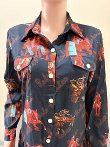 Abito Midi <span class=keywords><strong>Elegante</strong></span> Vintage <span class=keywords><strong>con</strong></span> Stampa Cavallo Stile Western Retrò, Vestito a Camicia a Maniche Lunghe Ampio e Traspirante, Nuova Collezione 2026 - Vendita <span class=keywords><strong>all</strong></span>'Ingrosso - Product Image 5