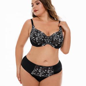 Dentelle brodée à armatures OEM <span class=keywords><strong>grande</strong></span> <span class=keywords><strong>taille</strong></span> DD dentelle Lingerie Sexy <span class=keywords><strong>soutien</strong></span>-<span class=keywords><strong>gorge</strong></span> à gros seins et ensemble de slip - Product Image 1