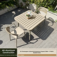 Ensemble table et chaises d'extérieur design nordique, étanche, empilable, en alliage d'aluminium, pour cour, villa, jardin, balcon, loisirs
