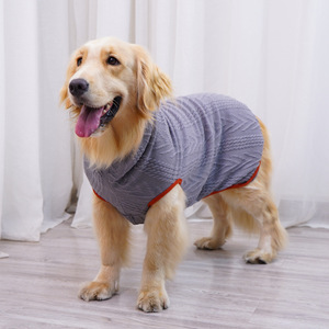 Suéter de punto con cuello alto para mascotas, ropa cálida de otoño e invierno en color burdeos y gris para perros medianos y grandes, Golden Retriever, Labrador, Border Collie - Product Image 3