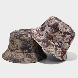 Outdoor Sunshade Fashion Caps Double Sides Reversible Pattern <b>Cute</b> Printing Fisherman Hats Cartoon <b>Bear</b> Bucket Hat - Product Image 2