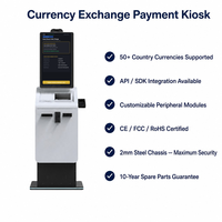 Kiosque de paiement et d'échange multi-devises avec scanner de passeport, recycleur de billets, lecteur QR, impression de reçus et SDK API ouvert