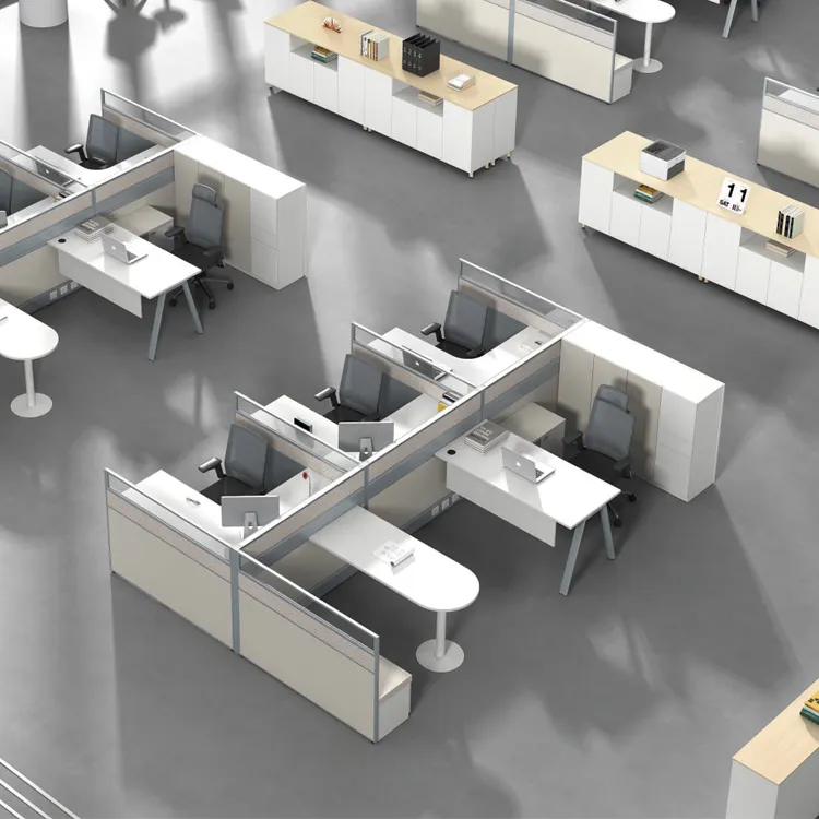 Móveis de escritório moderno multi pessoas móveis escritório estação de trabalho cubicicleta escritório curvo estação de trabalho mesa alta qualidade 6