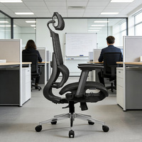 Chaise de bureau ergonomique moderne en maille avec levage, accoudoirs 3D en métal chromé et PU, pivotante et réglable