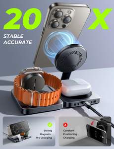 LISEN Tapis de charge magnétique sans fil portable 3-en-1 pliable pour iPhone 17 16 15 Pro Max, montre et <span class=keywords><strong>AirPods</strong></span> - Product Image 2