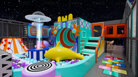 Aire de jeux intérieure néon pour enfants HELLO CAT, équipement de jeu souple personnalisé en usine, toboggan LED, piscine à balles, labyrinthe, trampoline, structure d'escalade
