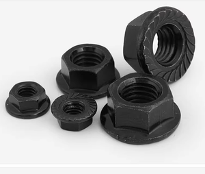 Tuerca de seguridad hexagonal de acero con óxido negro DIN6923 M6 M8 M10 con brida dentada, tuerca de seguridad hexagonal de acero al carbono con brida dentada y zincado negro - Product Image 5
