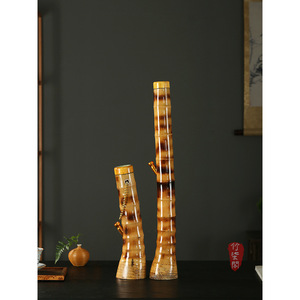 Yunnan Bamboo Pipe Natural Golden Bamboo Filter Hookah Straight Type Lacquer Finish Durable Smoking Device - Product Image 2
