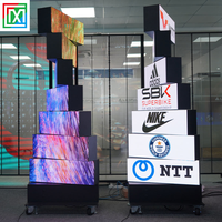 Écran d'affichage LED portable rotatif couleur pleine, affichage publicitaire numérique rotatif à 360 degrés, support au sol avec roues, 5 ans de garantie