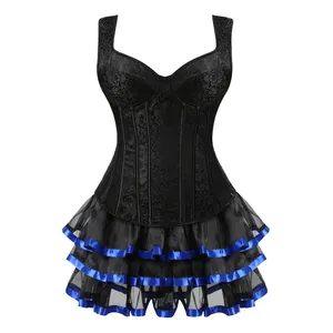 Gothique Sexy Corsets pour Femmes Plus Size Overbust Burlesque Costume Bretelles Corset et jupe Ensemble Tutu Corselet Fashion Gowns - Product Image 4