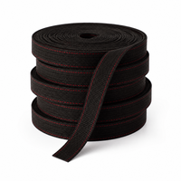 Sangle tissée noire pour la fabrication de ceintures, sangle en fil torsadé avec bord rouge pour sacs et accessoires vestimentaires